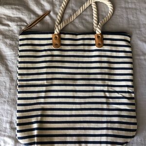 Summer & Rose navy and cream striped tote